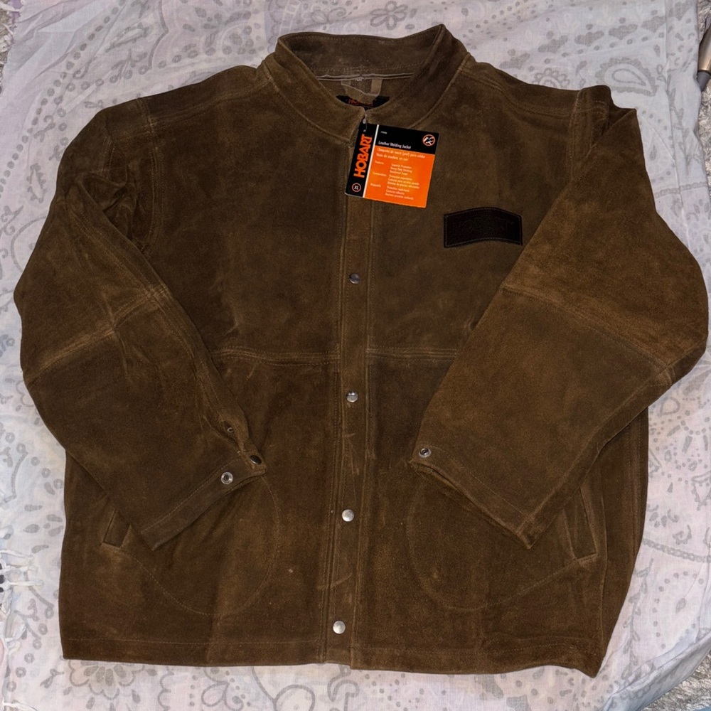 NEW Hobart Leather Welding Jacket Brown Sz XL